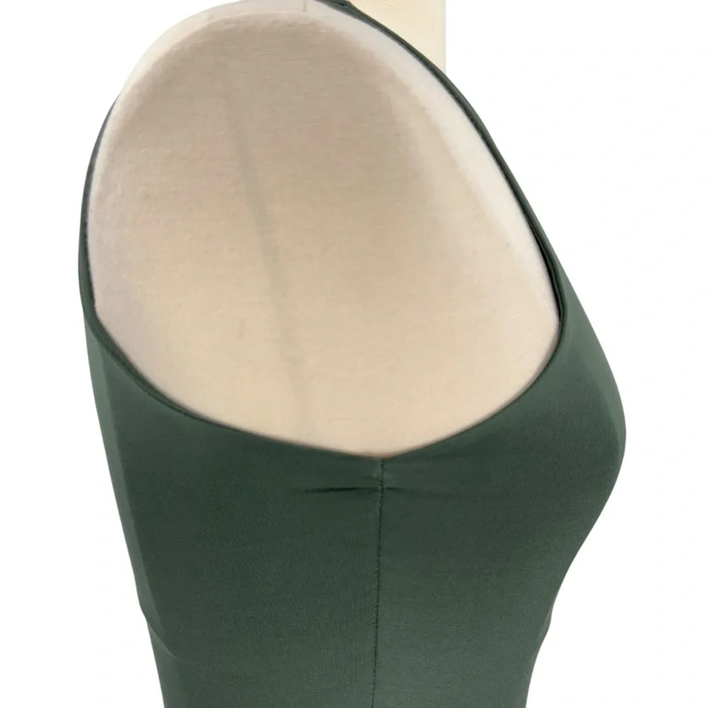 Francesca’s GB Fashion London Army Green High Neck Sleeveless Brief Cut Bodysuit - Picture 8 of 16